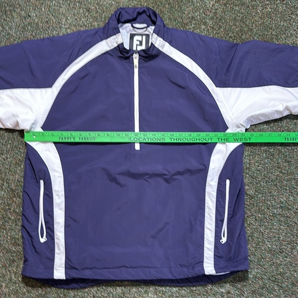 FootJoy Mens Jacket Blue Colorblock 1/2 Zip Anorak Nylon Windbreaker - Picture 12 of 14